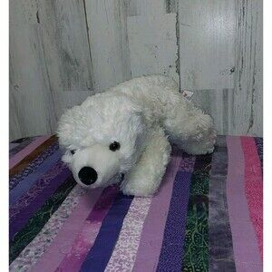 Aurora Busch Gardens Polar Bear Plush 13" Laying Down Stuffed Toy Cream White